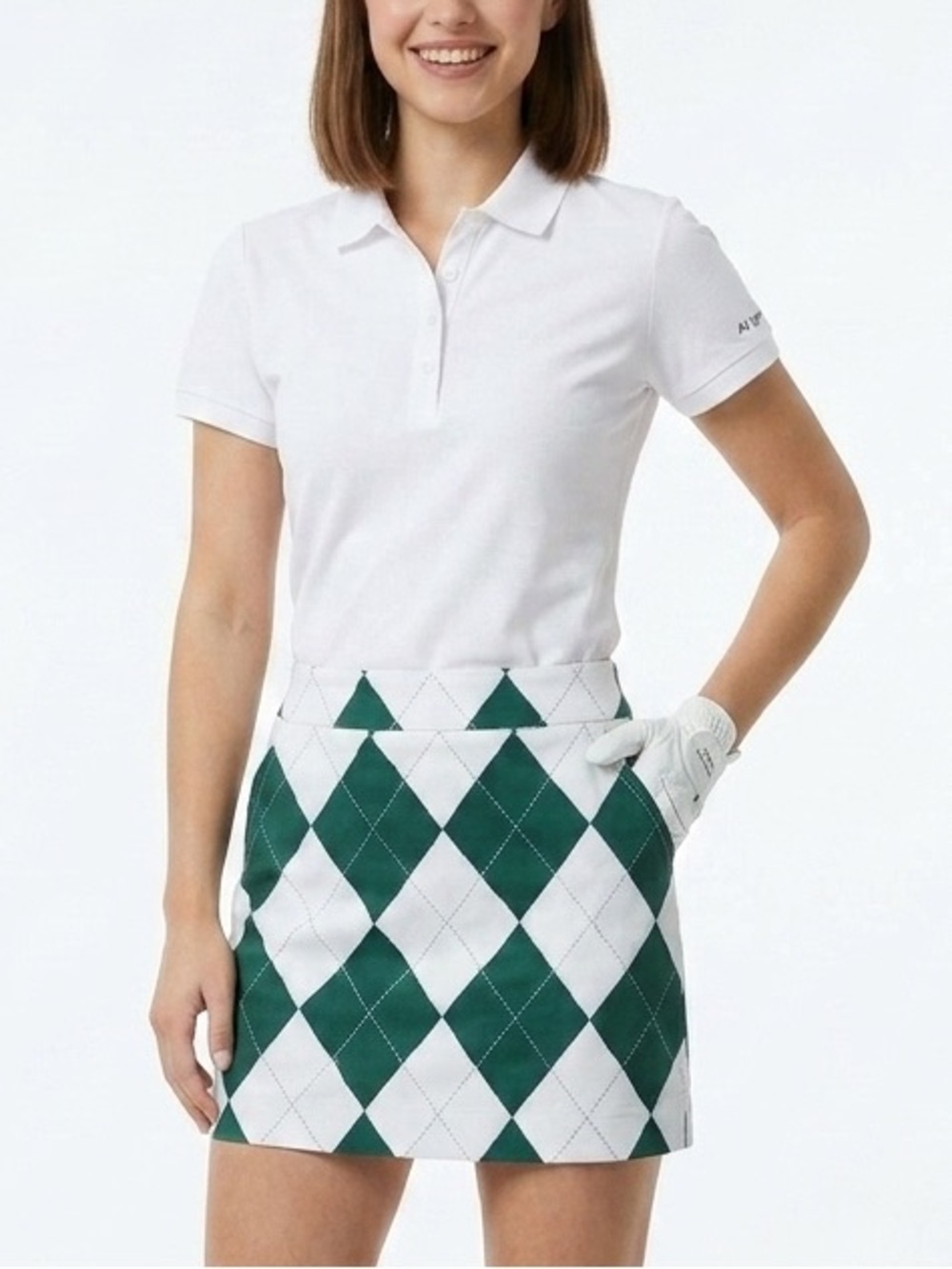 Loudmouth Golf Ladies Green White Argyle Skort Size 8 Sport Skirt shorts liner